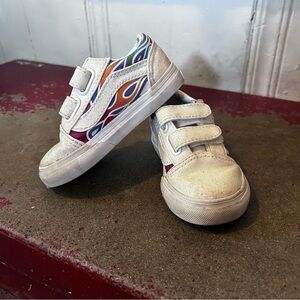 Vans sparkle multicolor flame Velcro shoes